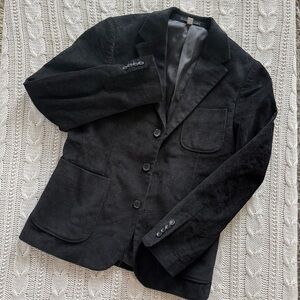 Gianni Feraud Men's Black Corduroy Blazer - Classic Tailored Jacket Size US 38